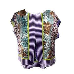 Etro Floral Abstract Silk Blouse in Medium (8-10) Floral Geometric Design Size 4